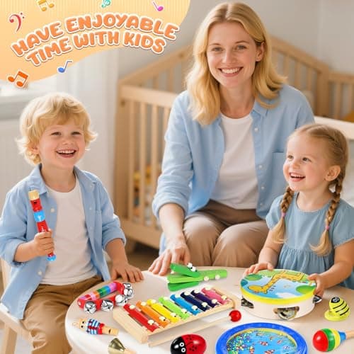 Jojoin 24PCS Instrument de Musique Enfant - Instrument de Musique Bebe avec Xylophone Tambour - Jouet Enfant Bebe 1 2 3 4 Ans - Jouets Musicaux pour Enfants - Cadeau Paques 2 3 4 Ans pour Fille Garçon