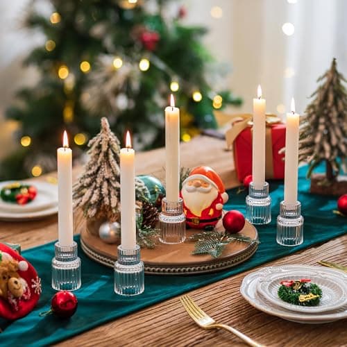 Romadedi Petite Chandelier Bougeoir Verre - Lot de 20 Bougeoir Decoratif Mariage Noel Decoration Maison, Supports pour Bougies Coniques Centre de Table Salon Chambre