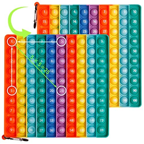Pop Fidget It Toys 2 in 1 MEINRAUM Poppit Géant Math Multiplication Push Bubble Anti Stress Sensory Jouets en Silicone Arcenciel Educatifs Poppers pour Enfants Adultes