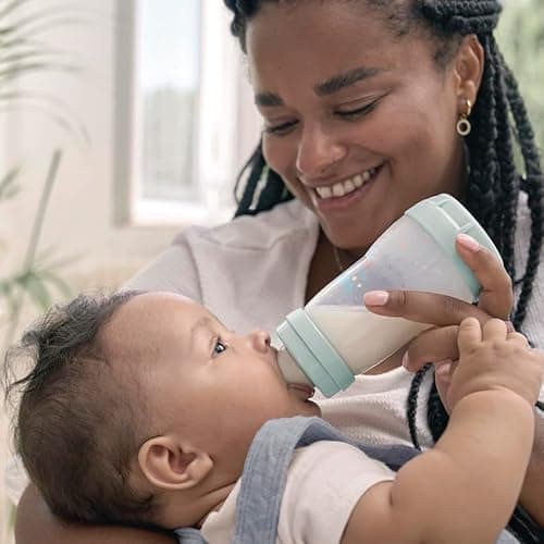 MAM - Lot de 2 biberons Easy Start Anti-Colique 2+ mois débit moyen (2 x 260 ml) Menthe + Coton – Biberon pour réduire les coliques et l'inconfort de bébé – Biberon bébé compatible avec l'allaitement