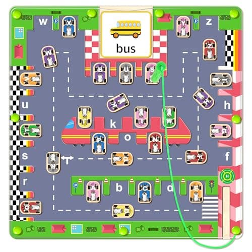 Jeux Montessori Enfant, Labyrinthe Magnetique Holz Puzzle, Jeu Educatif pour Apprendre l'Alphabet et Mots, Parcours Motricité Fine Activite Enfant 3 4 5 ans, Cadeau Garcon Fille pour Anniversaire Noël
