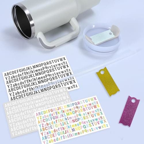 3Pcs Personnalisés Plaque Nominative pour Stanley 40 oz,Tag de Nom de Couvercle en Tasse Acrylique Avec Autocollant de Lettre,Accessoires de Couvercle en Tasse pour Bouteille D'eau (Rose,Doré,Argent)