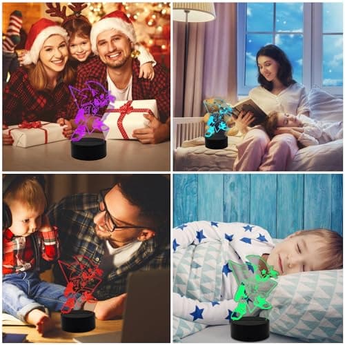 AIRUEEK Sonic Hedgehog Lampe 3D Illusion Veilleuse-16 Variations De Couleurs-Décoration De Chambre Créatif Figurine Anime Cadeaux Pour Enfants Garçons Hommes Sonic Fans