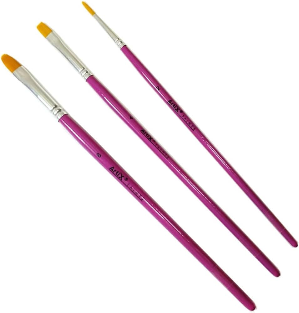 Paquet de 3 Pinceaux pour Aquarelle, Acrylique, Textile, Bois, Papier, Carton, Toile - Pinceau à Dessin pour Travaux Manuels et Peinture