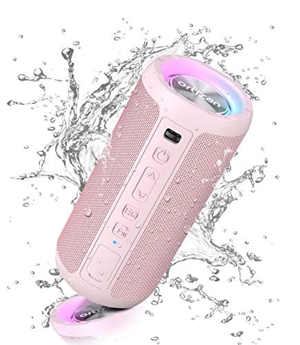 Ortizan Enceinte Bluetooth Portable sans Fils.lumière LED, IPX7 Lecture 30H, Volume Plus Fort et Basses améliorées,Durable pour Les Voyages, l'extérieur... (Pink)