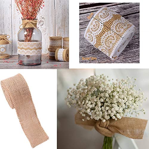 DAHI Lot de 7 rouleaux de ruban en toile de jute naturelle Ruban Hessois14 m ,Vintage Toile de Jute Naturelle- artisanat,Ruban de jute vintage, mariage, fête, Noël