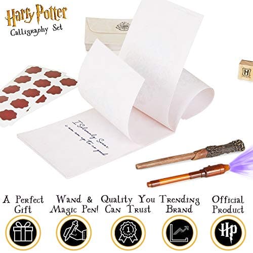 Harry Potter Coffret Papier À Lettre Poudlard, Ensemble Papeterie Complet Avec Stylo Calligraphie, Bloc Note, Enveloppes, Stickers Sceau, Tampon Enfant Et Stylo Magique Encre Invisible