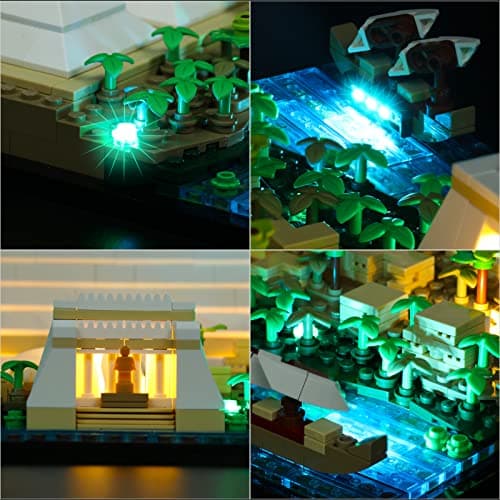 Kit d'éclairage LED pour Lego 21058 Architecture Cheops Pyramid Kit de Construction (lumières Uniquement) Kit d'éclairage télécommandé Compatible avec Lego La Grande Pyramide de Gizeh