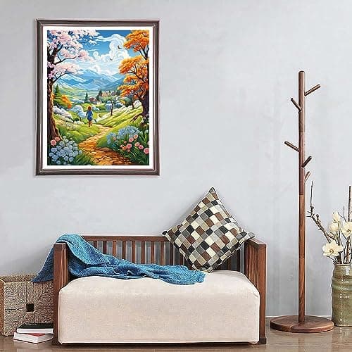 Ginfonr 5D Diamond Painting Complet Paysage, Broderie Peinture Diamant Painting Rural Kit Round Full Drill Complet Décoration De Pour La Décoration Murale De La Maison 30x40cm 3