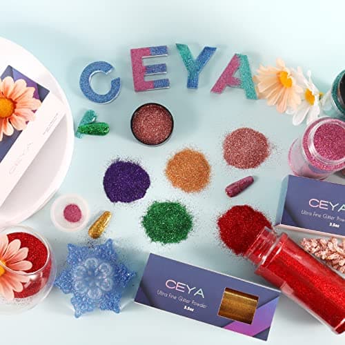 Ceya 100 g de poudre de paillettes ultra fines colorées blanches irisées 0,2 mm pour slime résine époxy pour nail art, festival, maquillage, scrapbooking, cartes de mariage, bijoux, peinture