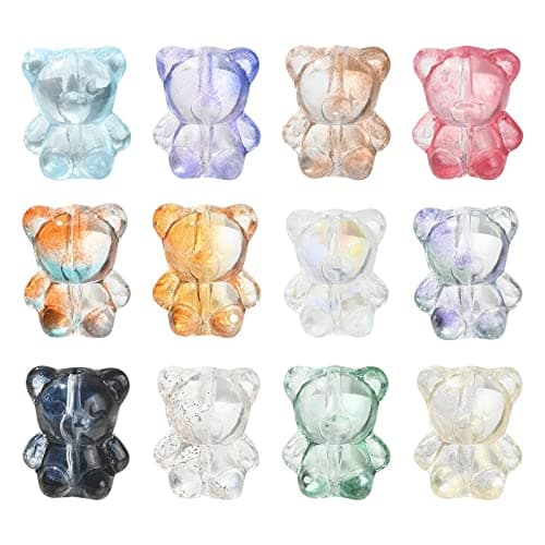 Stiesy Lot de 100 perles colorées en verre transparent pour la fabrication de bijoux, les loisirs créatifs, les bracelets