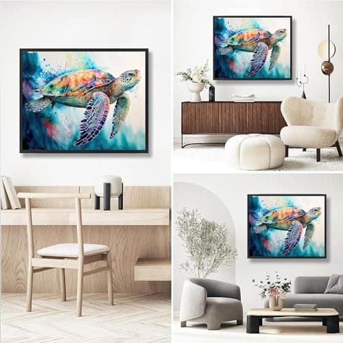 Hjjdiyes Diamond Painting Adultes Animaux Tortue Diamond Painting Enfants 5D Diy Diamant Painting Images avec Accessoires Diamond Painting Kit Full Drill Diamant Peinture Mer Tortues 30 x 40 cm