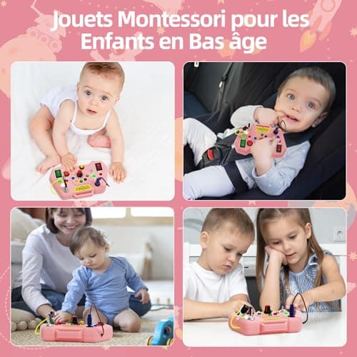 Yitical Montessori Jouet Bebe 1 an LED Busy Board, Jeux Enfants de Motricité avec 8 Interrupteurs LED, D'éveil Sensoriel Cadeau pour Bébé12 18 Mois 2 3 Ans Garçons Filles