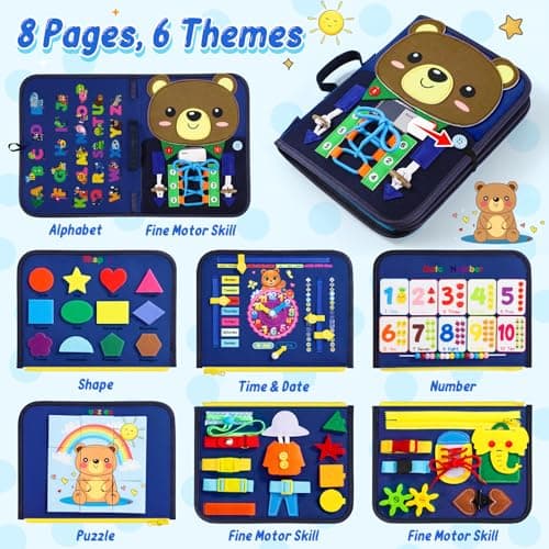 Gontence Busy Board Montessori - Jouet Enfant 2 3 Ans - Jeux Montessori 1 an - Jouet Bebe - Activite Enfant Livre Jouet Sensoriel Cadeau Fille Garcon