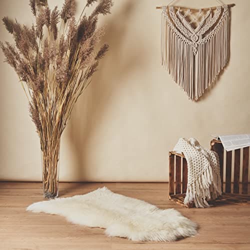 Peau de Mouton/Agneau 100%, Doux et Moelleux, idéal pour Le Salon, la cheminée, la Chambre ou la Chambre d'enfant, Blanc - Taille XL 110-120 cm