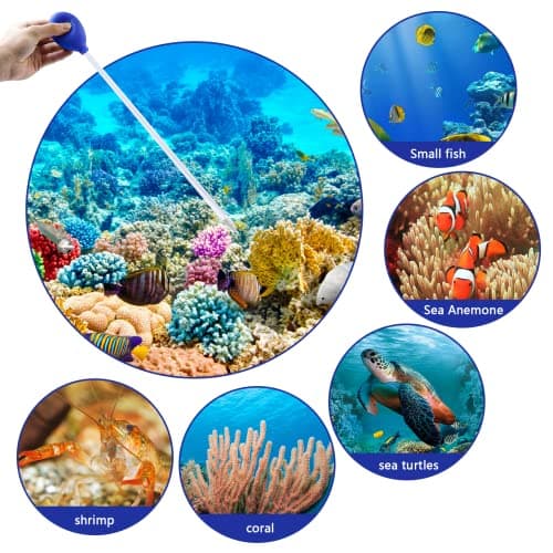 40 CM Coral Feeder 2 Escarpins de Couleurs Différentes Changeur d'eau pour Aquarium Réutilisable,Convient pour Aquarium, Accessoires D'aquarium(Noir et Bleu)