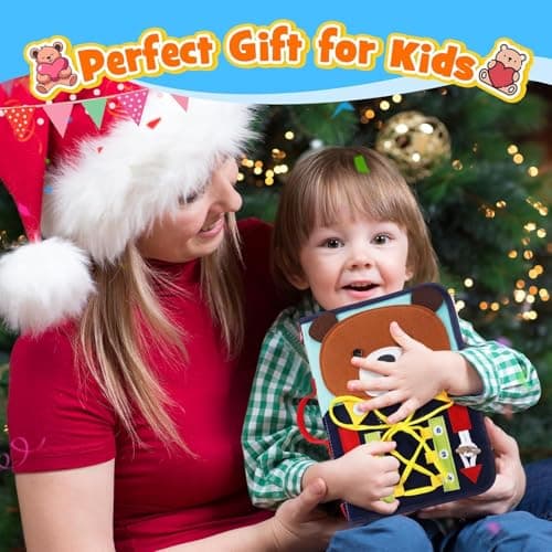 HappyKidsClub Jouet Enfant 1 2 3 4 Ans Garçon Fille, Busy Board Planche Activité Montessori 1 2 Ans Cadeau Noel Enfant 1-4 Ans Garçon Jeux Enfant 1-4 Ans Jeux Educatif Enfant 1 2 3 Ans Avion Jouet