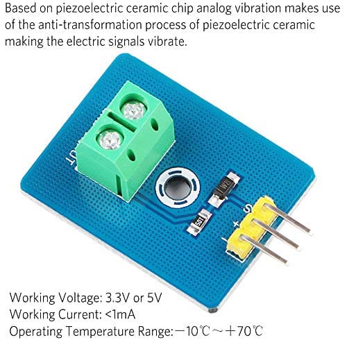 Youmile Lot de 5 capteurs de vibration piézoélectriques en céramique Module piézo 3,3 V/5 V Contrôleur analogique Composants électroniques Fournitures Capteur pour Arduino avec câble Dupont