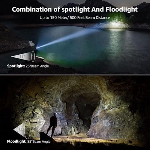 LE - Lampe Frontale LED Rechargeable Puissante, D500 Torche Frontale LED USB 2000lux Lumière Blanche et Rouge 6 Modes d'Éclairage IPX6 pour Cyclisme, Camping, Randonnée, Bricolage - 2 Pcs