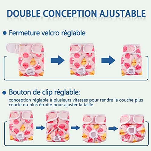 COMSLE Couche pour Chien Femelle Lavable (Lot de 3), Réutilisables Culottes Hygiéniques Très Absorbantes Chiennes Chaleurs, Culotte pour Chien Femelle en Chaleur et Incontinentes, Fleurs Roses XS