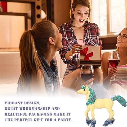 MEZHEN Licorne Figurine de Jeu Licorne Arc-en-Ciel Mythique Pégase Licorne Modèle d'énergie Magique Décoration de Table Enfants Cadeaux de Fête Anniversaire 2 Pièces