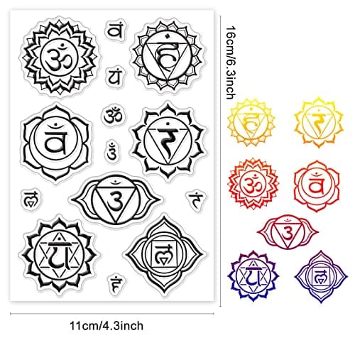 craspire Yoga Clear Stamps Mandala Yoga Om Symboles Transparent Silic1 Tampon Tampon en Caoutchouc pour Scrapbooking Anniversaire Album Photo Thanksgiving Card Making 4.3 x 6.3 x 0.1 Pouces