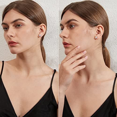 Boucles d'oreilles Argent 925 pour Femme Or Plaquée Or 18 Carats Petites Clou d'Oreilles Mini Boucles d'Oreilles pour Plusieurs Piercings Oreille Cartilage 7mm