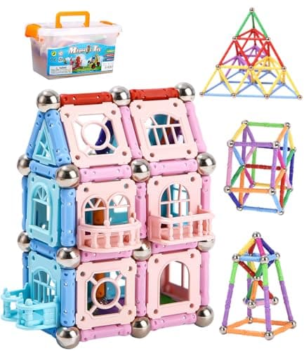 Kureny 325 Pièces Blocs Magnétiques Jouets éducatifs pour Enfants,Construction Magnetique Enfant,Bâtons Magnétiques,3D Construction Jouets Educatif Jeux Cadeaux pour Enfants à Partir de 4 Ans