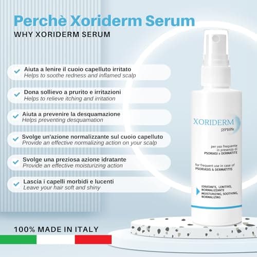 Xoriderm Serum Lotion Spray utile en Cas de Psoriasis et de Dermatite du Cuir Chevelu. Action Apaisante, Hydratante et Normalisante.