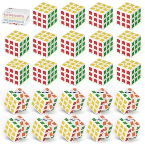ROXENDA 24 Mini Cubes, 3x3 Cube de Vitesse 30 mm pour Enfants,récompenses Scolaires et Prix en Classe pour étudiants pour Débutants et Utilisateurs Avancés, Cadeau pour Surprise Pouches (24 Paquet)