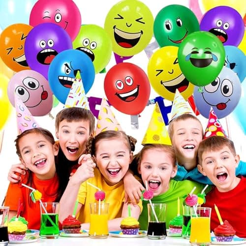 20/50/100/200 Ballons en Latex Série Émotion, 12 Pouces Ballons Smiley de Fête de Couleurs, Emoticones Amusant Ballon Mignon Visage de Souriant, Ballons pour Enfant Fête d'Anniversaire Cérémonie(100)