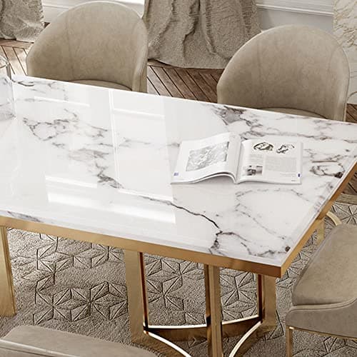 POVISON Ensemble Table de Salle à Manger avec 4 Chaises, Table à Manger 160cm pour 4-6 Personne, Chaise à Manger Lot de 4, Blanc (160CM)