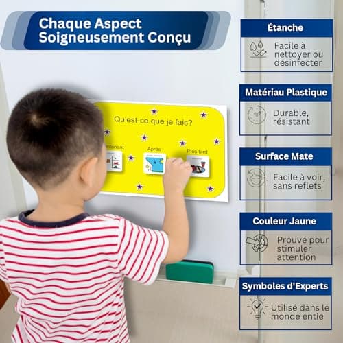 Tableau Routine Enfant Maintenant Suivant – Emploi du Temps/Rituel – 32 Pictogrammes Autisme Materiel – Calendrier de Planning – TSA/TDAH Enfant Outil