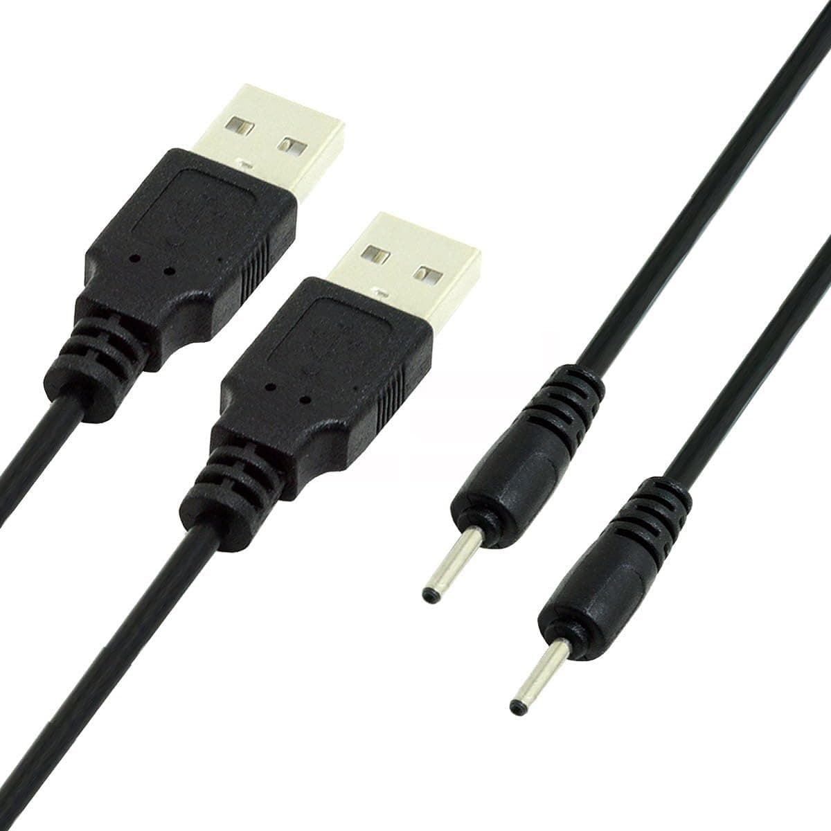Lot de 2 câbles d'alimentation ronds USB 2.0 mâle type A vers 5 V CC 2 x 0,7 mm 150 cm 24 AWG
