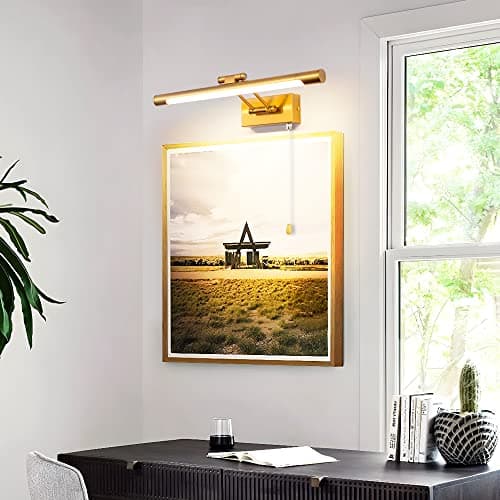 MantoLite Applique Murale 8W Applique Liseuse 40CM Interieur Laiton Salle de Bains Miroir Lampe 3000K Murale LED avec Tête de Lamp Pivotante Lampe de Lecture 900LM pour Tableaux et Vitrines Luminaires
