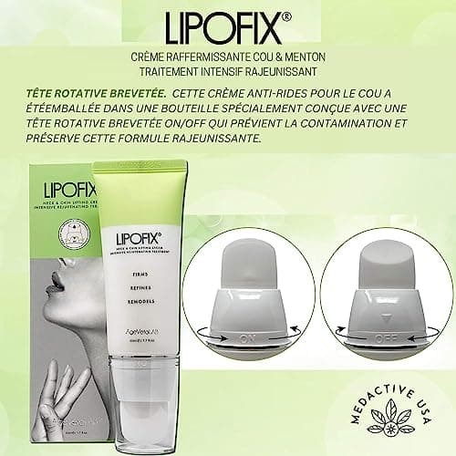 La crème raffermissante intensive pour le cou et le double menton tonifie et raffermit la peau affaissée, anti-vieillissement. LIPOFIX