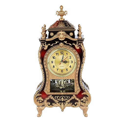 Haokaini Horloge de Bureau Vintage Rétro de Style Européen Horloge de Table Antique en Plastique Réveil Bureau Réveil pour La Maison Hôtel Salon Chambre Bureau Décor