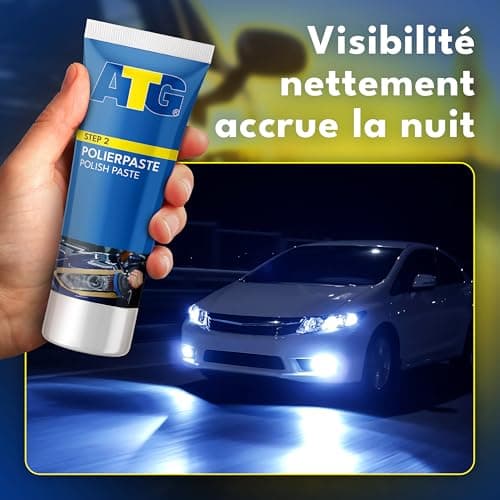 ATG® Renovateur phare voiture - Kit rénovation phare voiture pour une clarté durable et une visibilité optimale - Kit renovation phare voiture - Polish phare voiture - Kit polissage phare voiture