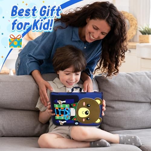 Gontence Busy Board Montessori - Jouet Enfant 2 3 Ans - Jeux Montessori 1 an - Jouet Bebe - Activite Enfant Livre Jouet Sensoriel Cadeau Fille Garcon
