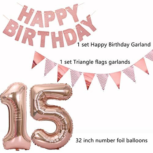Ballons or rose 15 anniversaire fille set, ballons d'anniversaire 15 ans déco RoseGold ballons 15 ans anniversaire fille,déco anniversaire 15.anniversaire fille