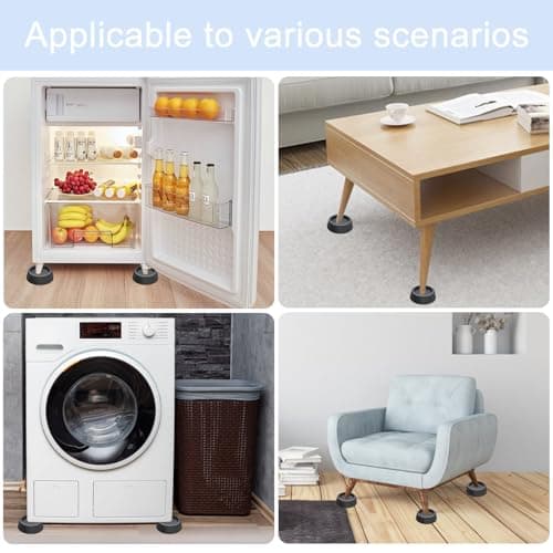 Diompirux 4 Pièces Noir Tapis Anti-vibration pour Machine à Laver, Antibruit Pied Machine a Laver avec Patin Caoutchouc, pour Machines à Laver, Sèche-Linge, Meubles, Patins Anti Vibration Lave Linge