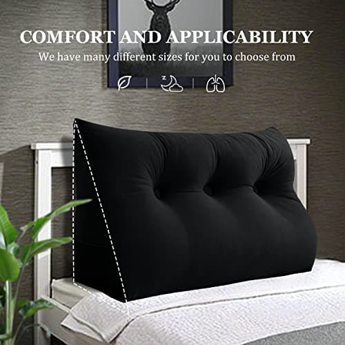 Rucener Coussin CompenséTriangulaires Coussin Dossier Canapé Oreiller de Lecture Gros Coussin de Canapé Coussin Tete de Lit A Une Variété D'utilisations Le Noir 100CM