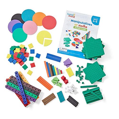 Learning Resources Kit de matériel de manipulation à domicile, objets mathématiques à manipuler pour l’apprentissage à domicile avec des cubes à emboîter, des cubes de base 10, 8+
