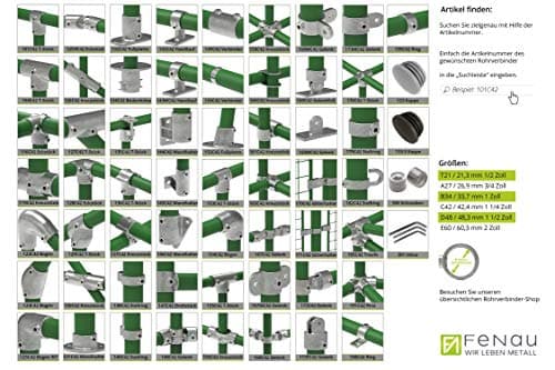 Fenau | Support mural/support de plafond, horizontal, Ø 33,7 mm, fonte malléable, galvanisé à chaud, incl. vis, bride de raccordement de tube