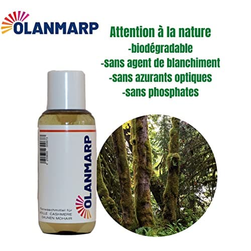 Olanmarp Lessive en laine - Lessive liquide liquide pour laine, angora, alpaga, duvet, mohair (100 ml, sans filet à linge)