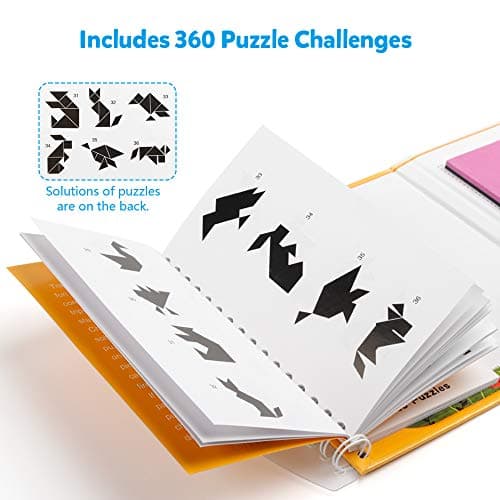 Coogam Magnétique Voyage Tangram Puzzles Livre Jeu Tangrams Jigsaw Formes Dissection avec Solution pour Enfant Adulte Vacances Tangos Voyageur Défi IQ Jouet Éducatif (360 Patterns)