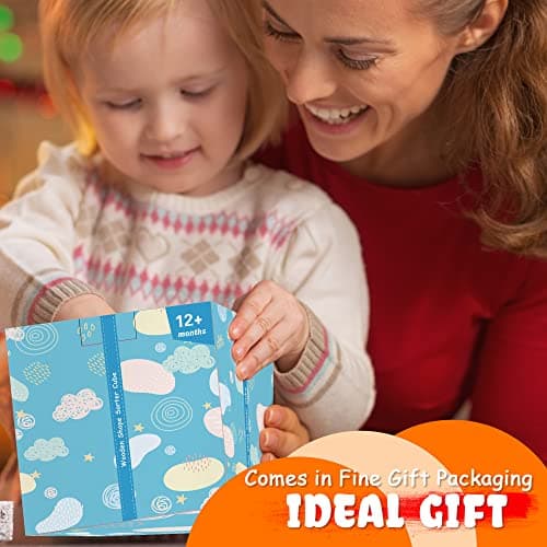 HELLOWOOD Jeu de tri Montessori Cube à emboîter à partir de 1 an, Cube de motricité avec 8 Cubes à emboîter, Jouets en Bois pour Enfants à partir de 1 2 3 Ans