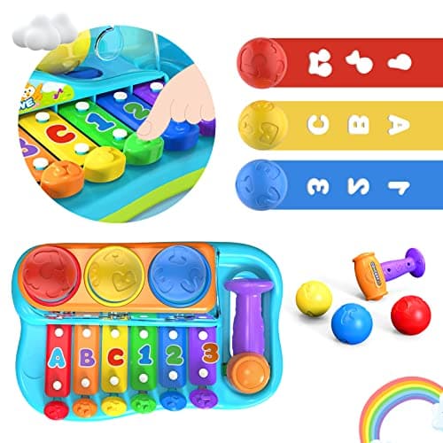 Yerloa Jouets musicaux 1 2 3 Ans Bébé Eclairer l'instrument de Musique Xylophone Clavier de Jeu pour Les bébés Cadeau pour Les garçons et Les Filles