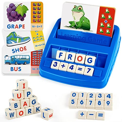 Coogam Jeu de Lettres Assorties, Alphabet Orthographe Lecture Cartes Flash, Math Nombre Mots Puzzle Montessori Apprentissage Précoce Cadeau Éducatif Jouets pour 3 4 5 Ans Enfants