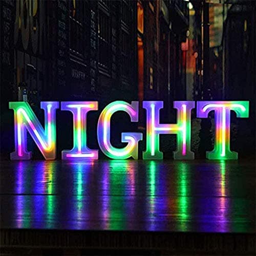 Enseignes Lumineuses Veilleuse au Néon, Light Up LED Letters Lights Light Up Marquee Lettres Lumières Lettres Enseignes au Néon Batterie USB (N)